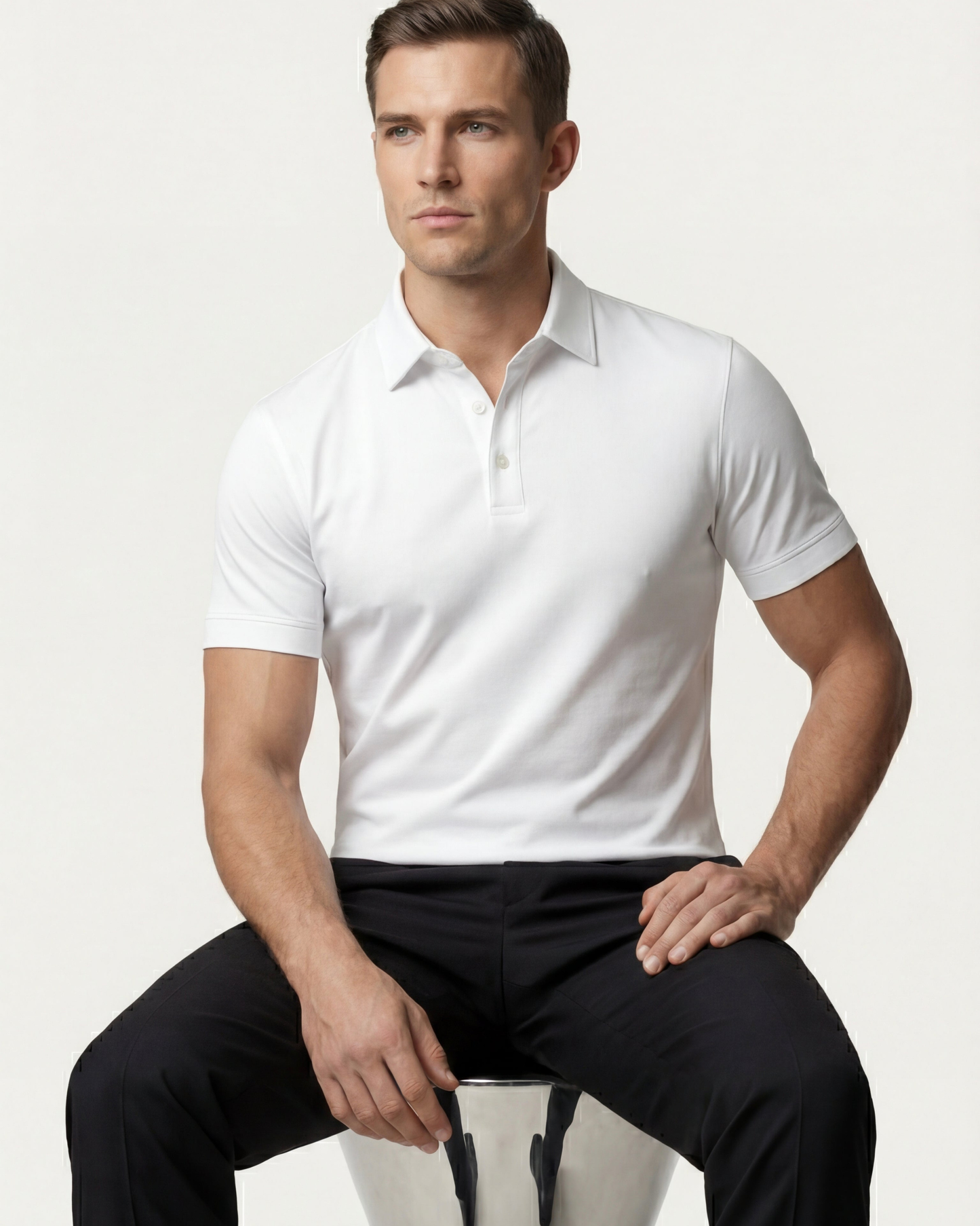 MERCERIZED COTTON POLO - WHITE