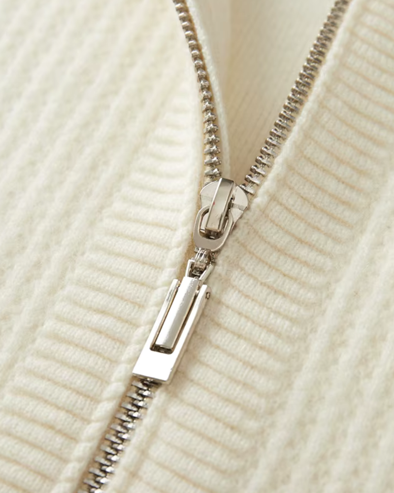 MERINO RIBBED ZIP HOODIE