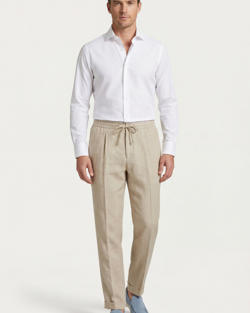 SILANA LINEN TROUSERS - SAND