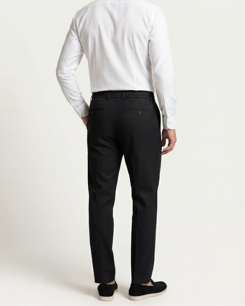 CAPRI STRETCH LINEN TROUSER - BLACK