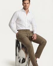 CAPRI STRETCH LINEN TROUSER - BROWN