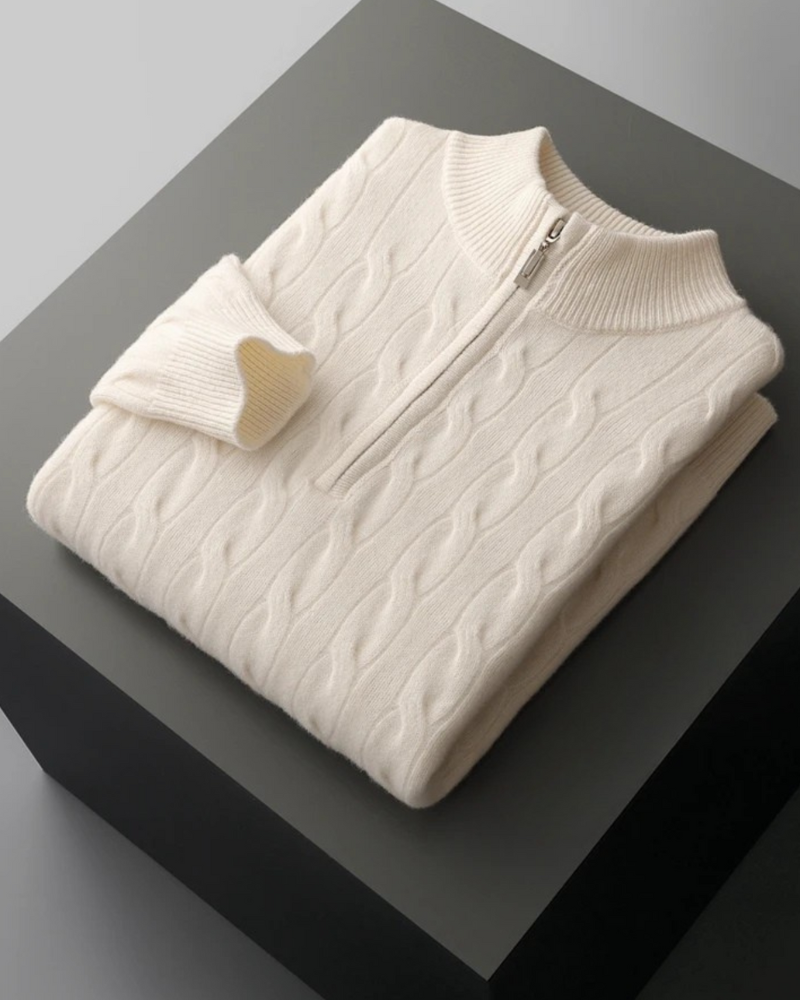 MERINO CABLE HALF ZIP