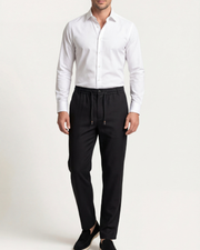 CAPRI STRETCH LINEN TROUSER - BLACK