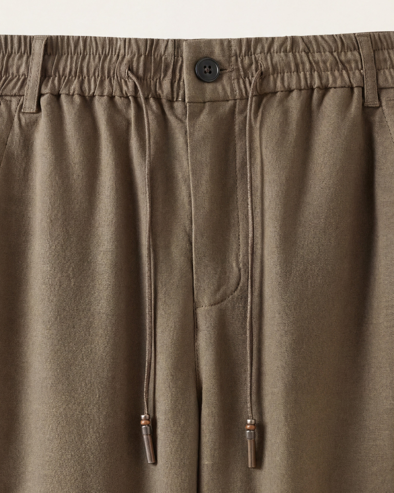 CAPRI STRETCH LINEN TROUSER - BROWN
