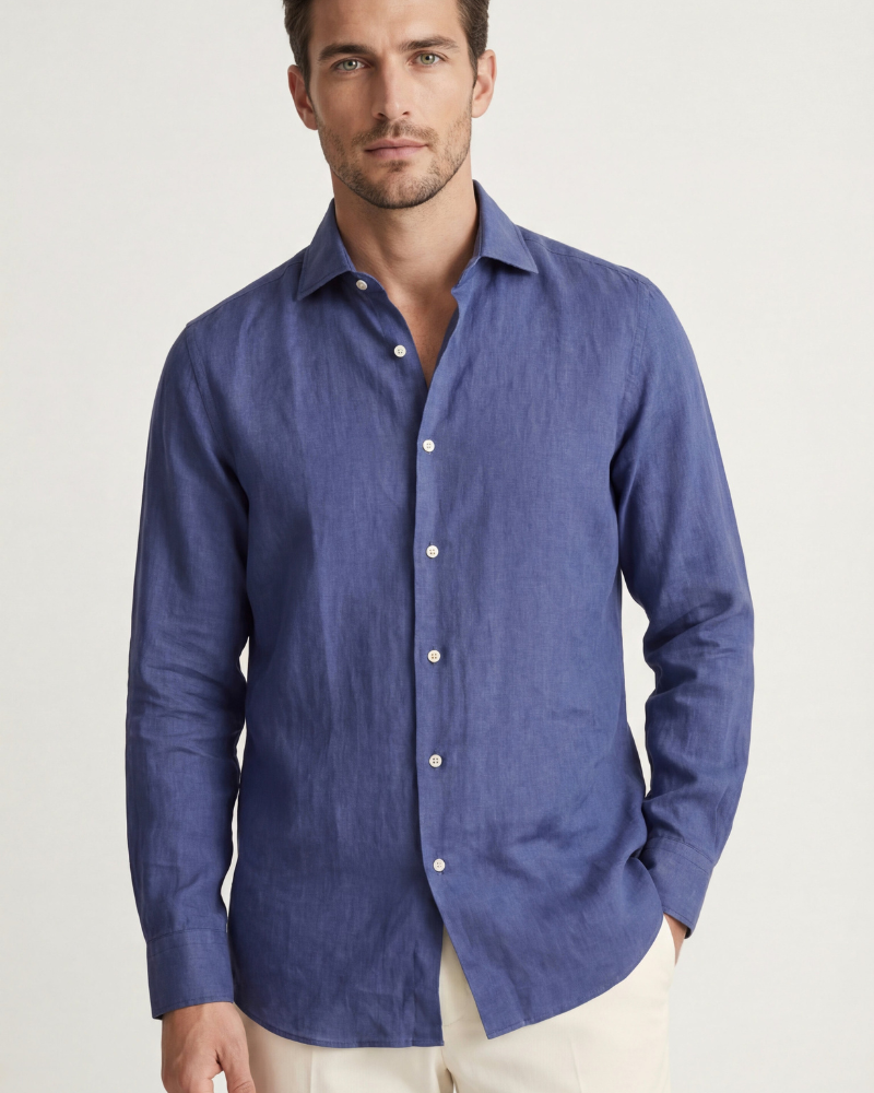 CAPRI LINEN SHIRT - NAVY BLUE
