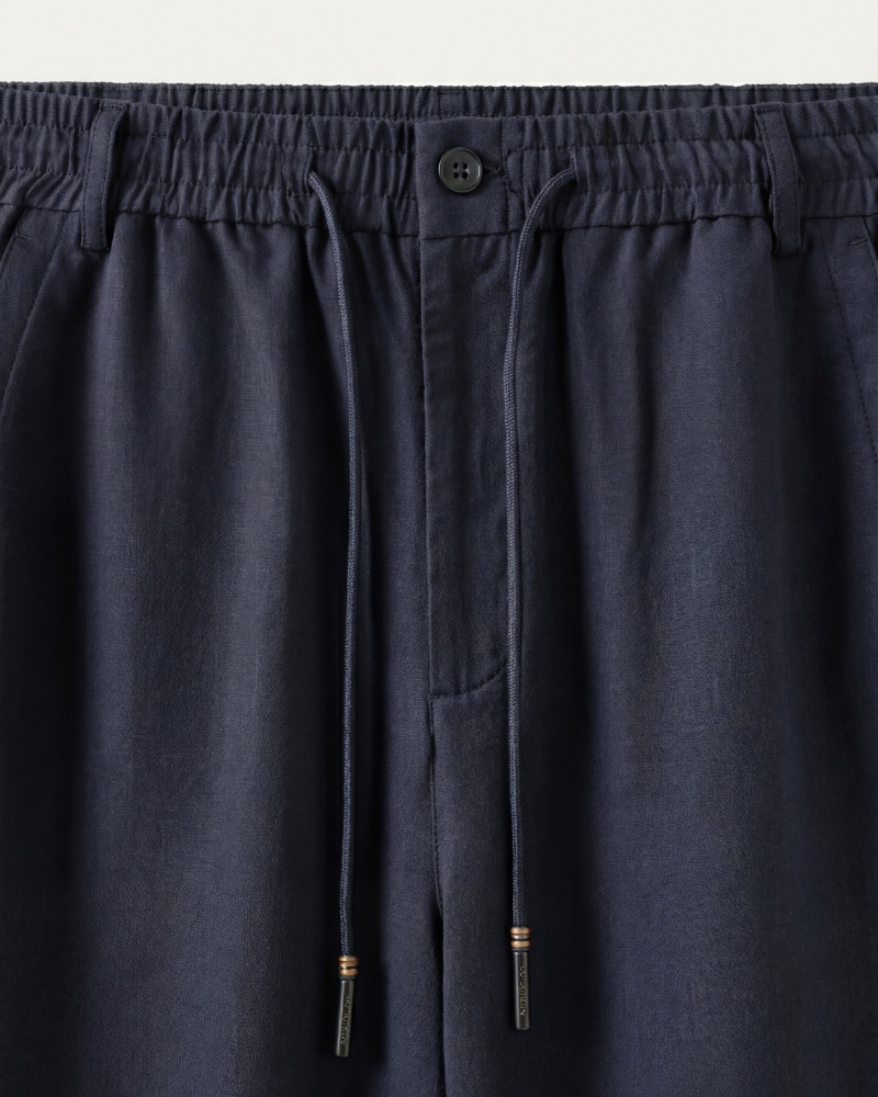 CAPRI STRETCH LINEN TROUSER - NAVY BLUE