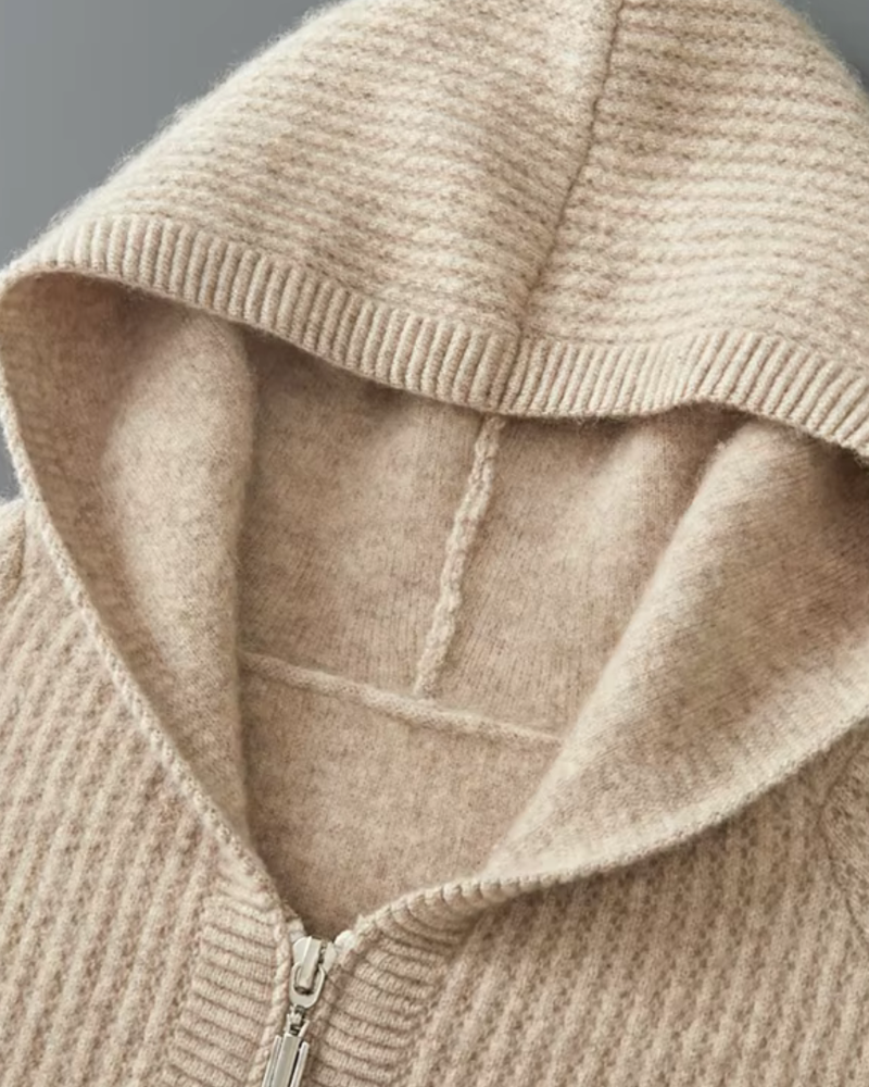 MERINO RIBBED ZIP HOODIE
