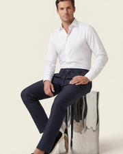 CAPRI STRETCH LINEN TROUSER - NAVY BLUE