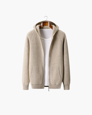 MERINO RIBBED ZIP HOODIE