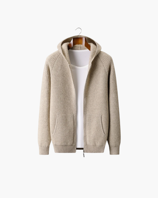 MERINO RIBBED ZIP HOODIE