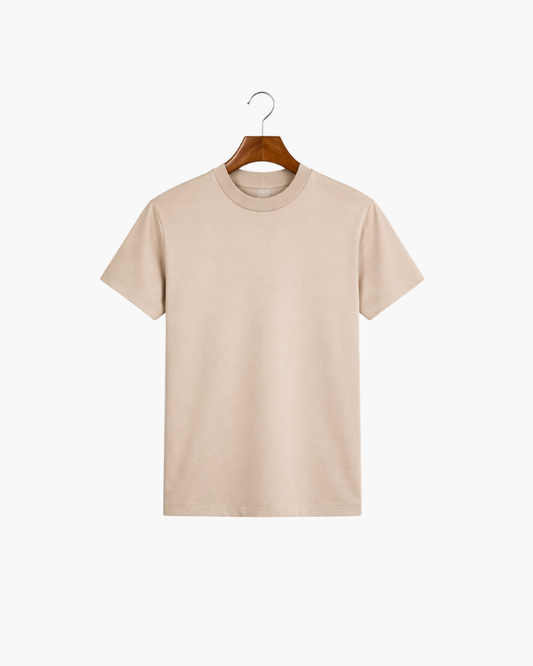 MERCERIZED COTTON TEE - BEIGE
