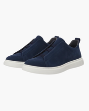 SUEDE SLIP-ON SNEAKER – NAVY BLUE