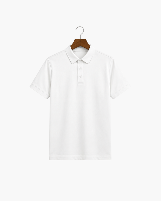 MERCERIZED COTTON POLO - WHITE