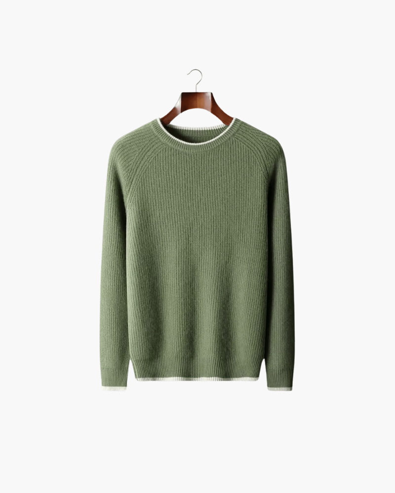 MERINO TWO-TONE CREWNECK