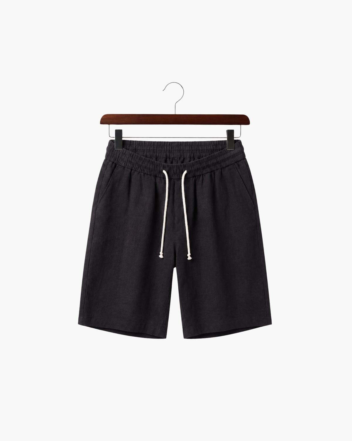 LECCI LINEN DRAWSTRING SHORT - BLACK