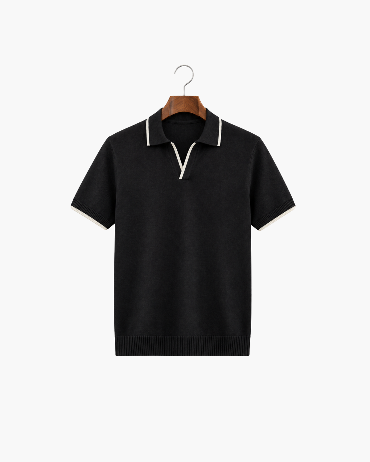 RIVARO KNITTED POLO - BLACK