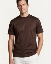 MERCERIZED COTTON TEE - ESPRESSO