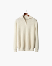 MERINO RIBBED HALF ZIP SWEATER