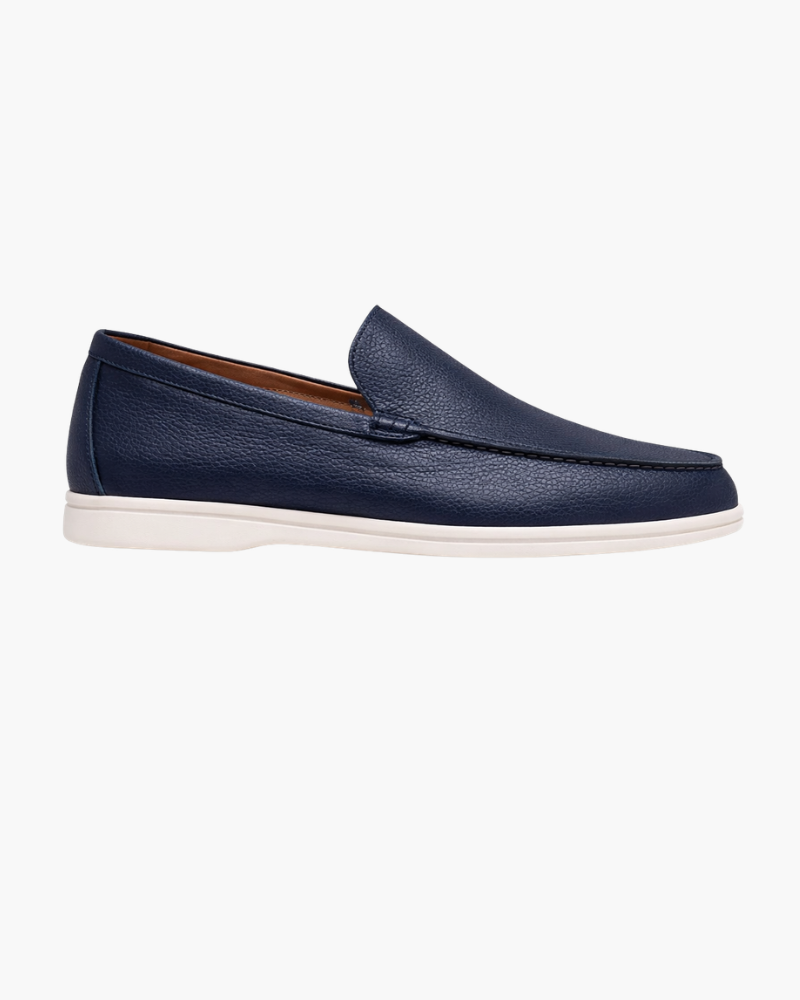 ALVERO LEATHER LOAFER - NAVY