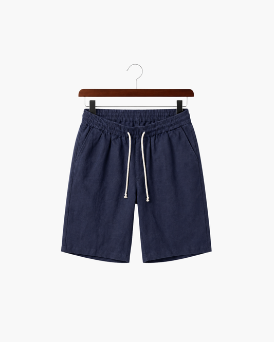 LECCI LINEN DRAWSTRING SHORT - NAVY