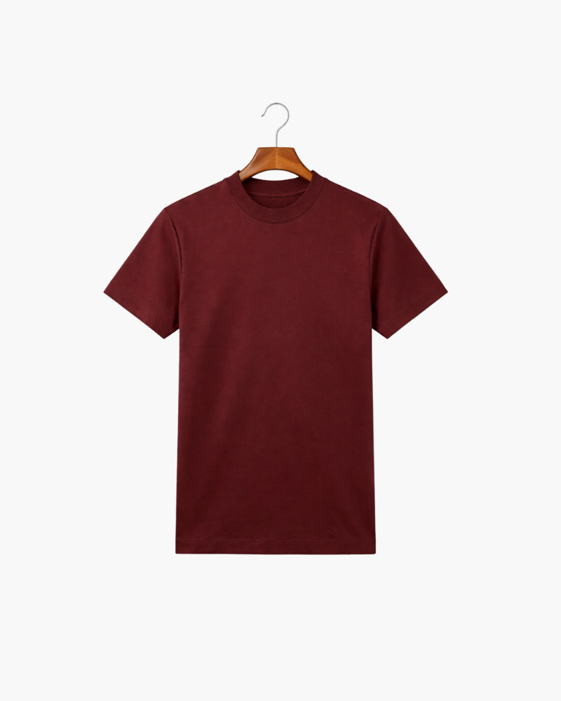 MERCERIZED COTTON TEE - BURGUNDY