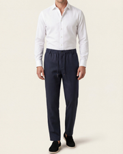 CAPRI STRETCH LINEN TROUSER - NAVY BLUE