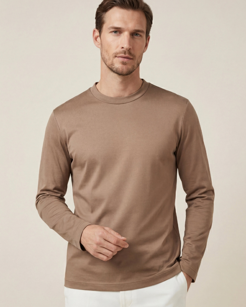 MERCERIZED COTTON LONGSLEEVE - TAUPE
