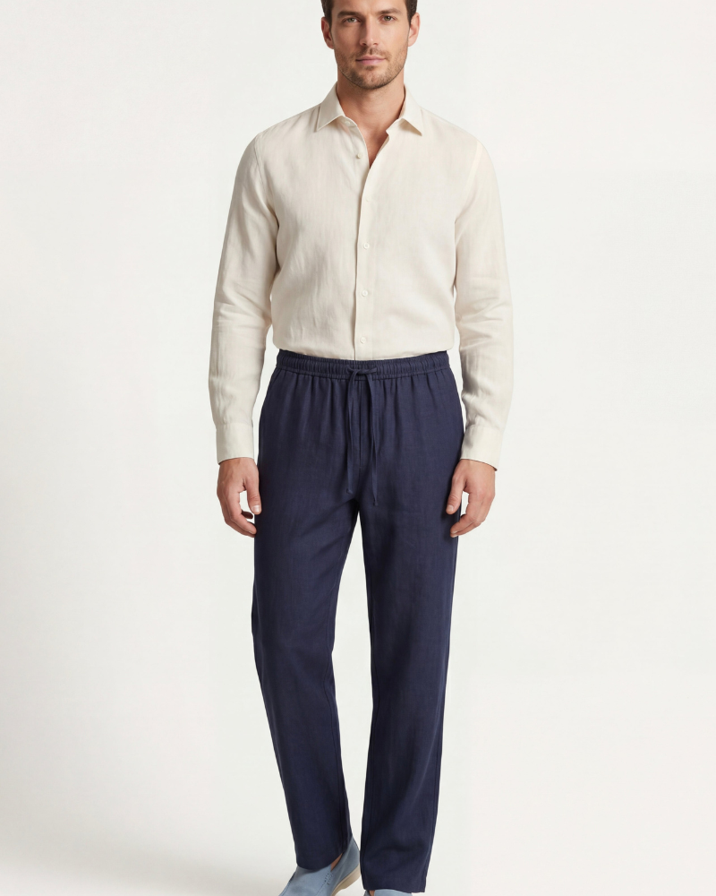 CATANIA LINEN TROUSERS - BLUE