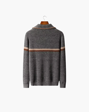 CASHMERE STRIPED ZIP CARDIGAN