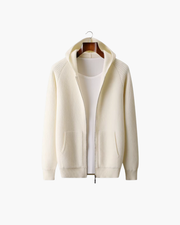 MERINO RIBBED ZIP HOODIE