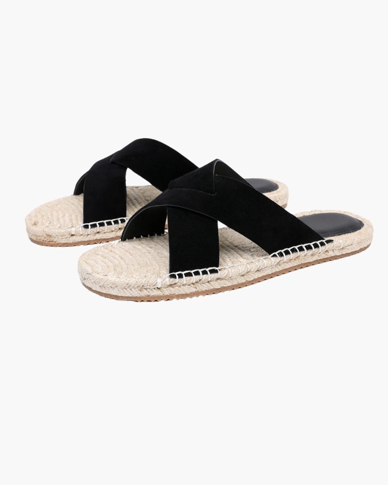 SHEEP SUEDE SANDAL - BLACK