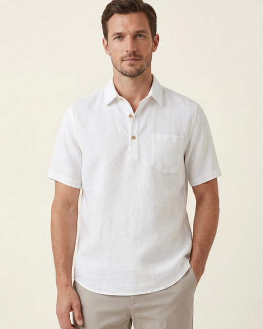 MONZA LINEN POLO - WHITE