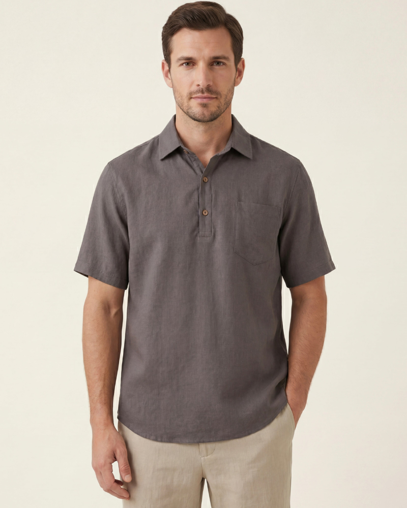 MONZA LINEN POLO - GREY