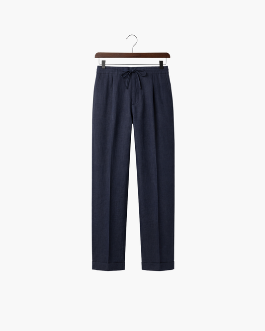 SILANA LINEN TROUSERS - NAVY BLUE