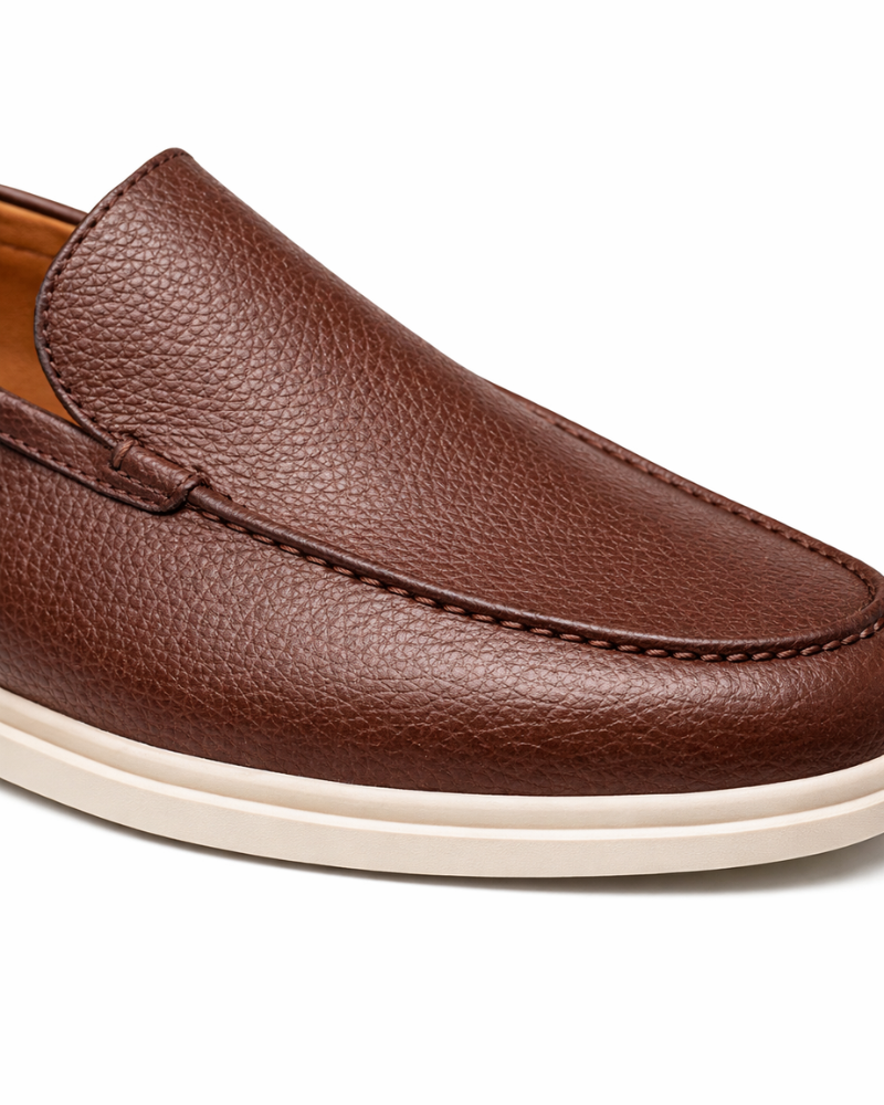 ALVERO LEATHER LOAFER - BROWN