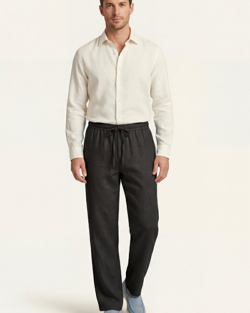 CATANIA LINEN TROUSERS - BLACK
