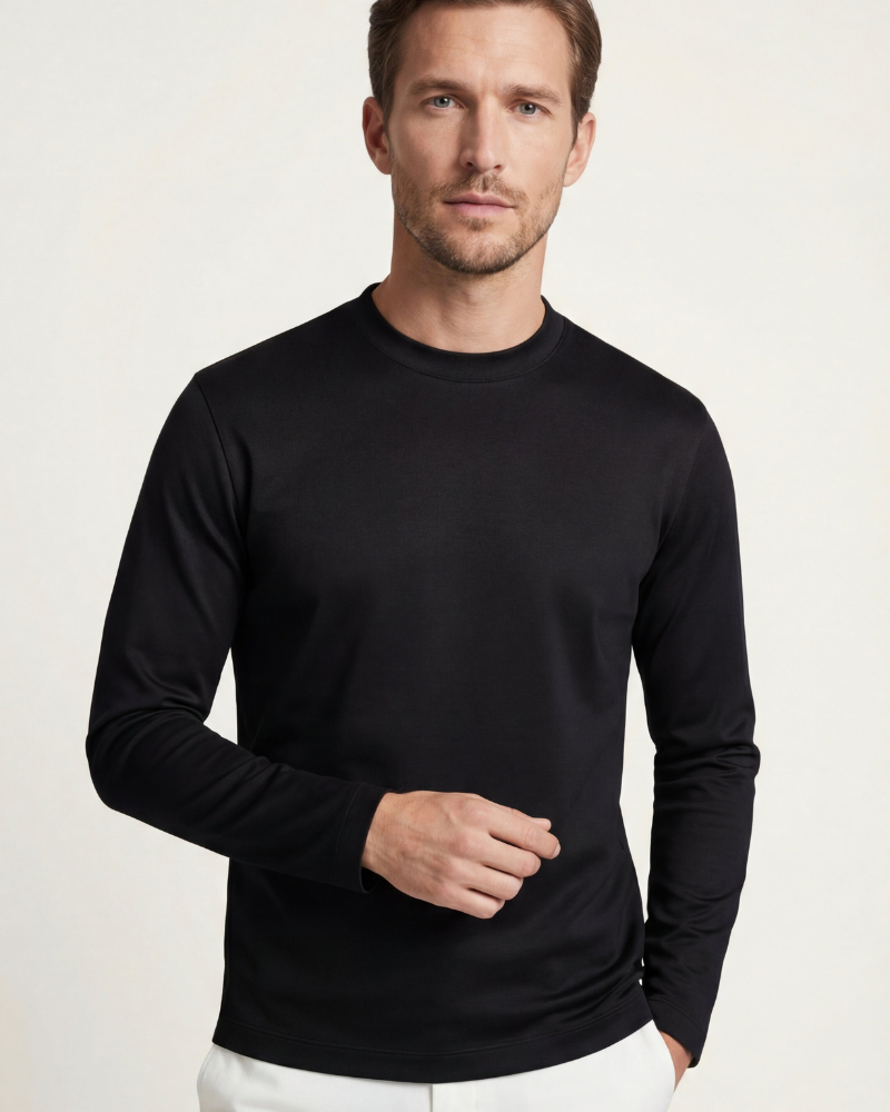 MERCERIZED COTTON LONGSLEEVE - BLACK