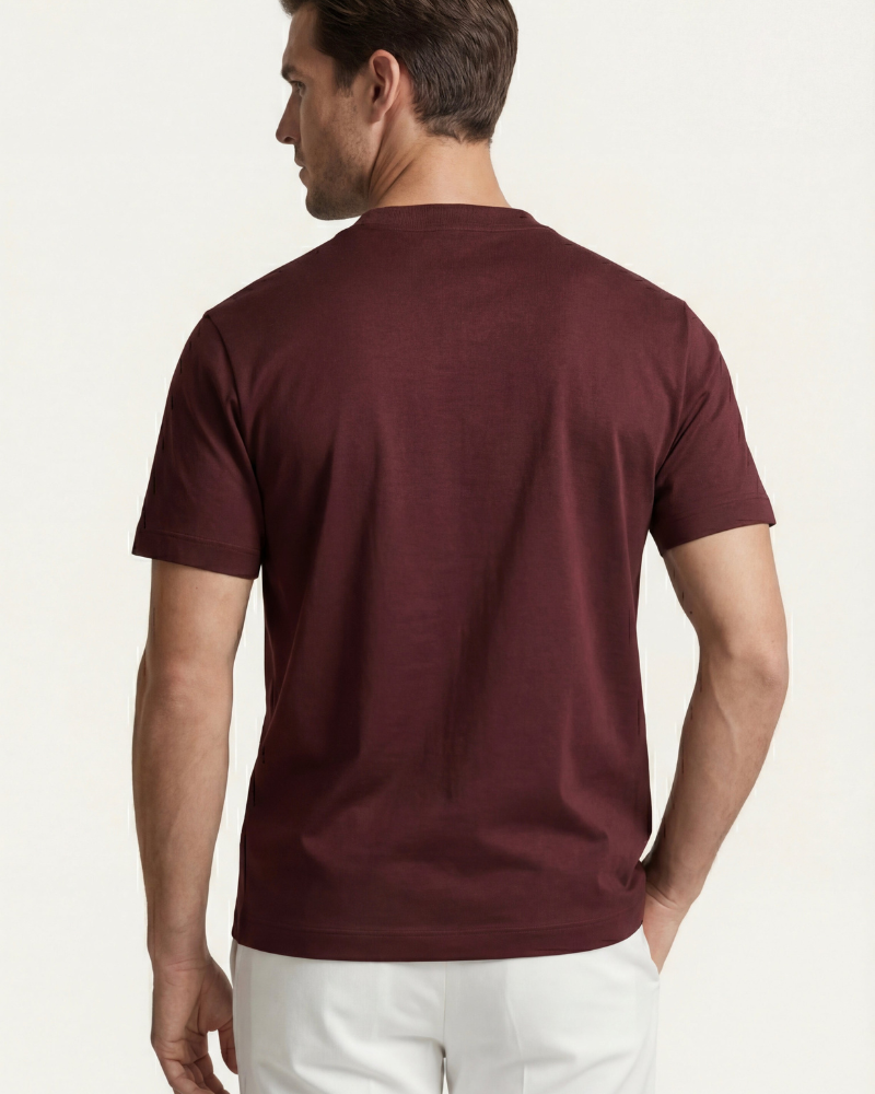 MERCERIZED COTTON TEE - BURGUNDY