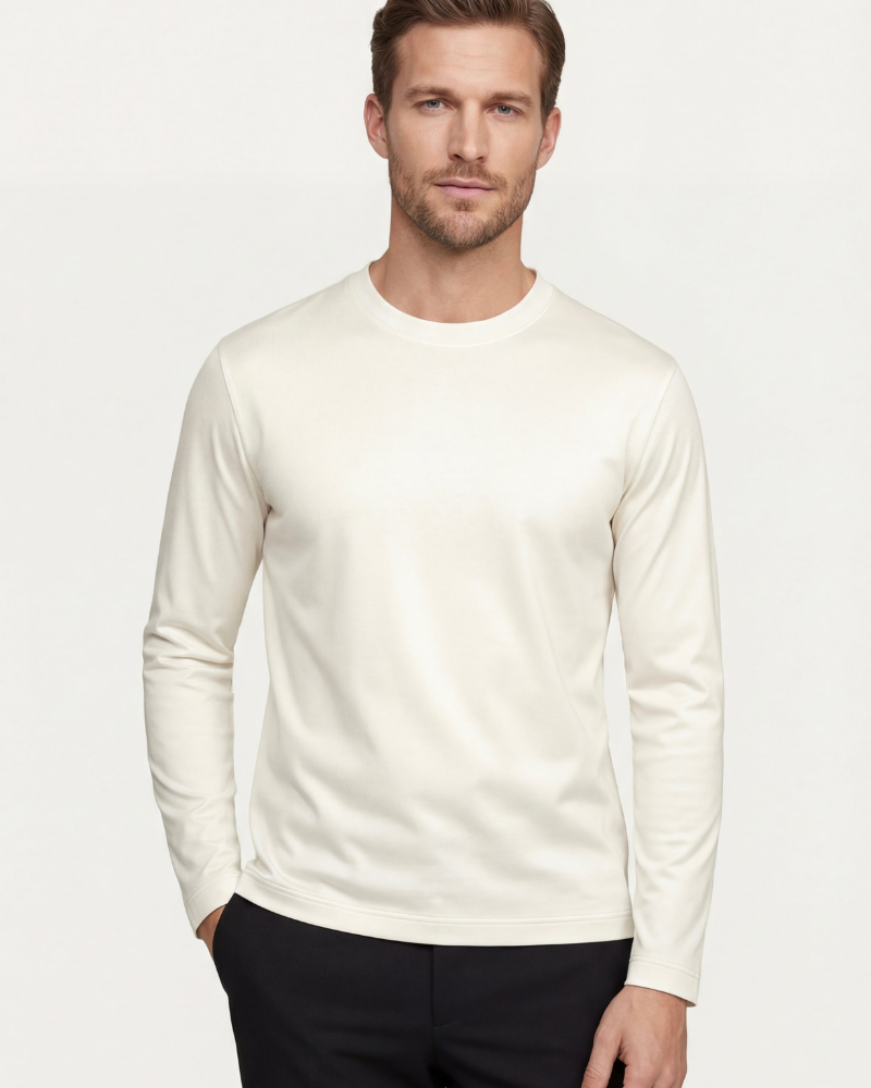 MERCERIZED COTTON LONGSLEEVE - WHITE