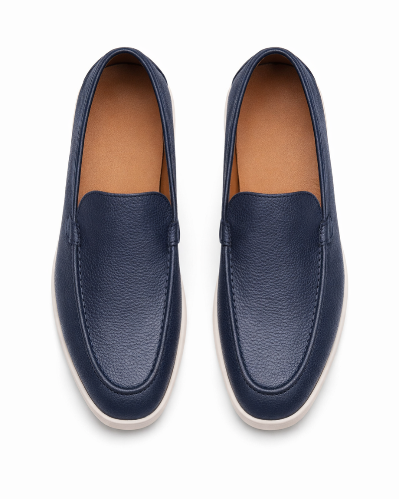 ALVERO LEATHER LOAFER - NAVY