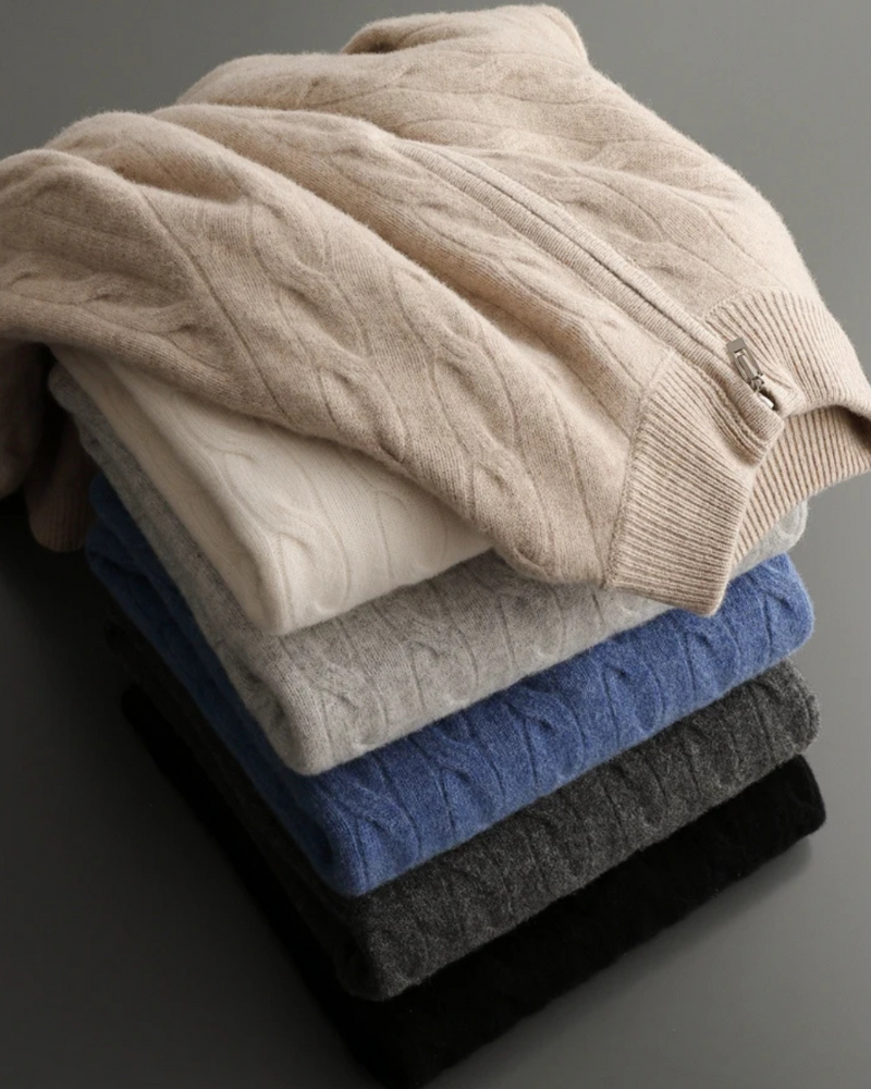 MERINO CABLE HALF ZIP