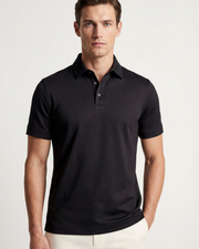 MERCERIZED COTTON POLO - BLACK