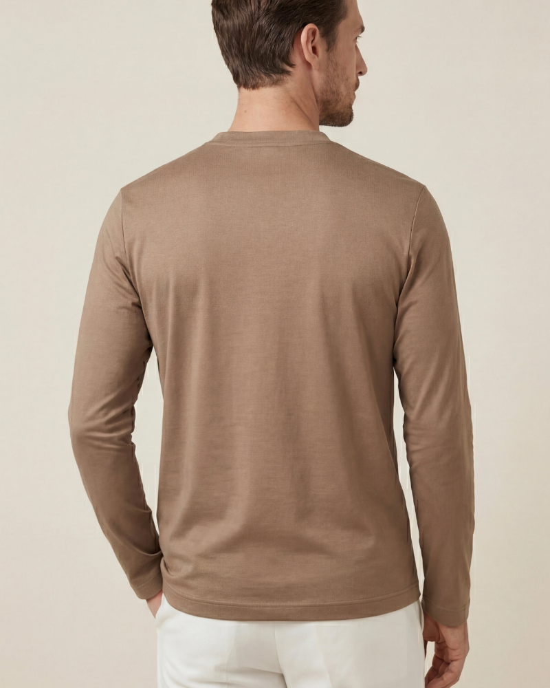 MERCERIZED COTTON LONGSLEEVE - TAUPE