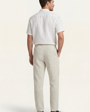 VIENA STRIPE LINEN TROUSERS - BEIGE