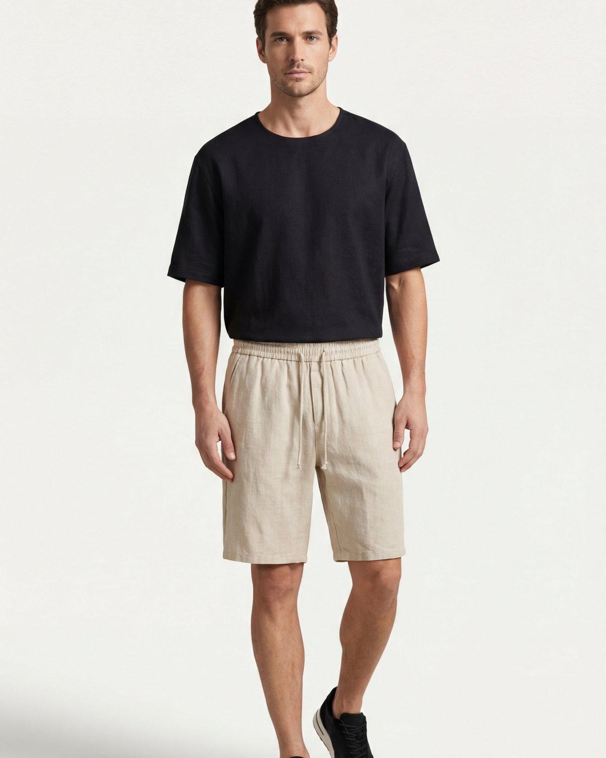 LECCI LINEN DRAWSTRING SHORT - BEIGE