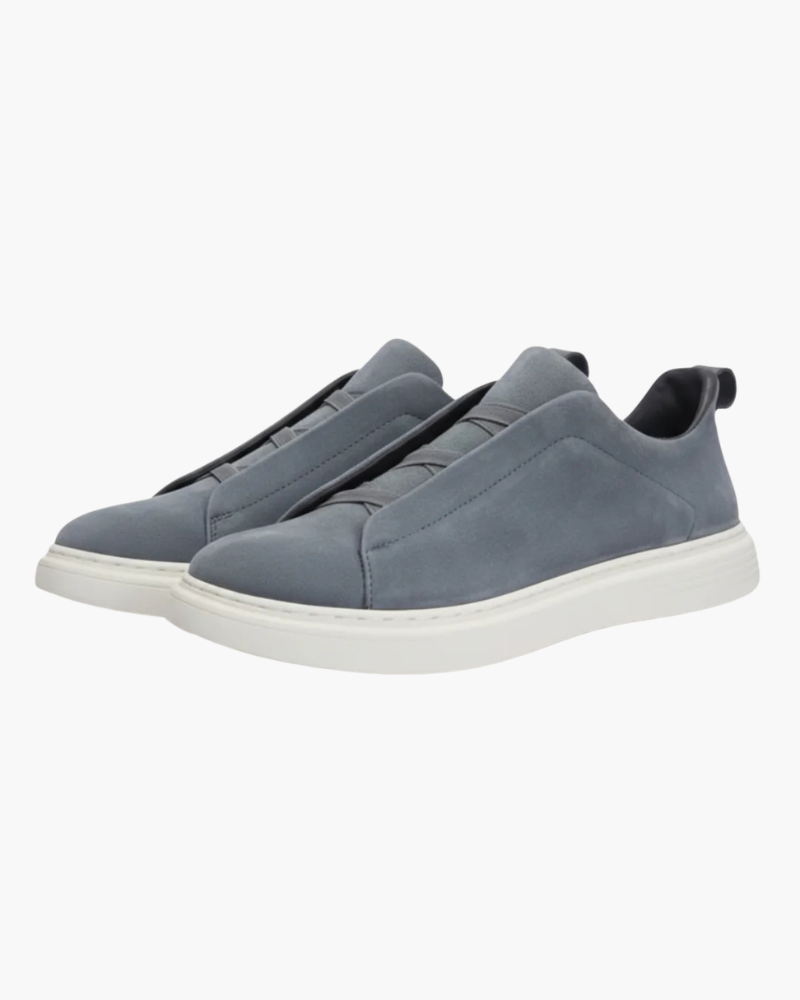 SUEDE SLIP-ON SNEAKER – LIGHT BLUE