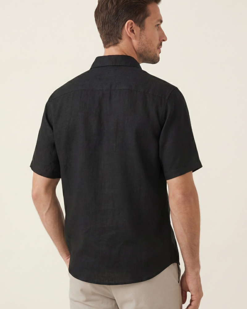 MONZA LINEN POLO - BLACK
