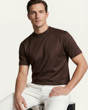 MERCERIZED COTTON TEE - ESPRESSO