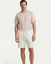 LECCI LINEN DRAWSTRING SHORT - WHITE