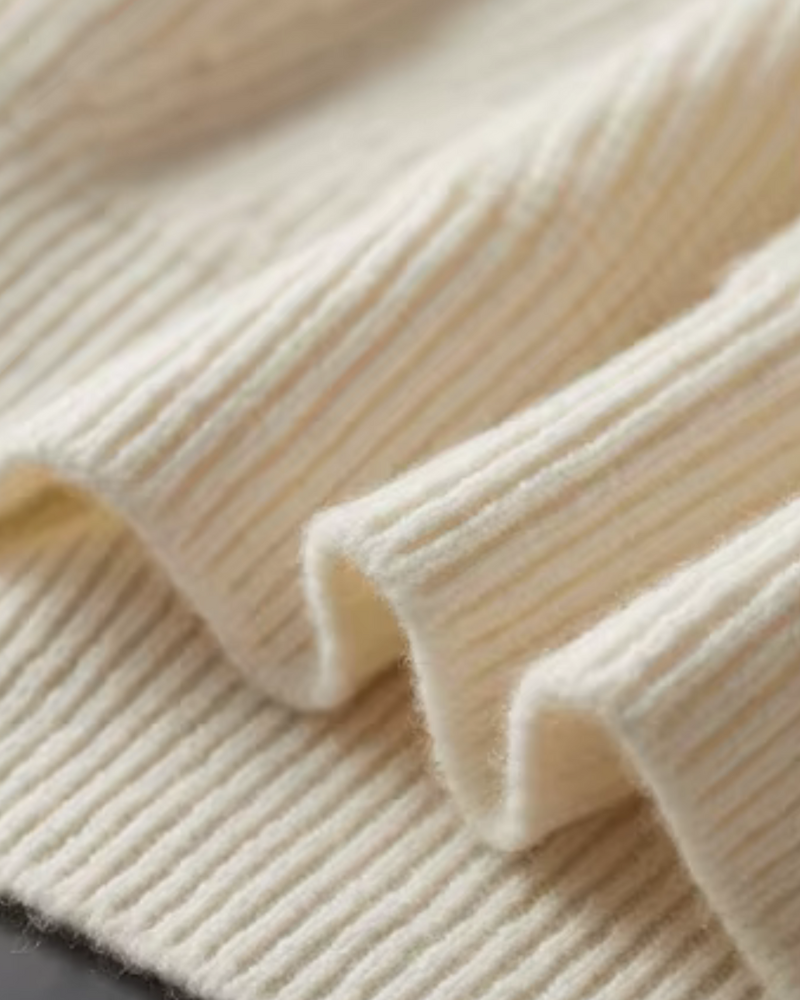 MERINO RIBBED HALF ZIP SWEATER
